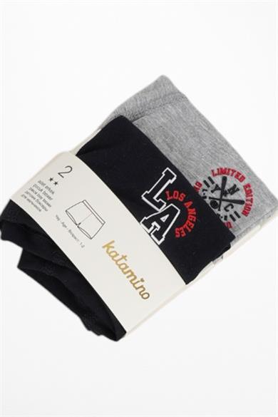 Katamino Erkek Çocuk Kabartma Desen İkili Boxer Set K128321 Gri