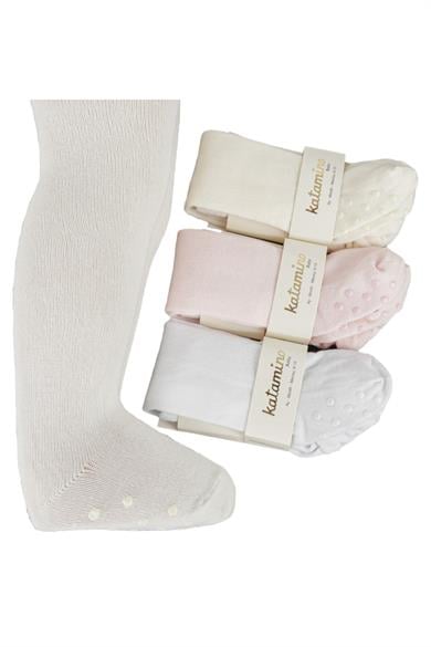 Katamino Kız Bebek Kaydırmaz Taban Külotlu Çorap K38037 Krem