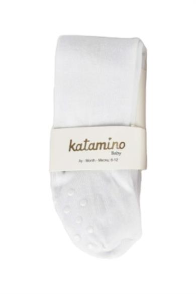 Katamino Kız Bebek Kaydırmaz Taban Külotlu Çorap K38037 Beyaz