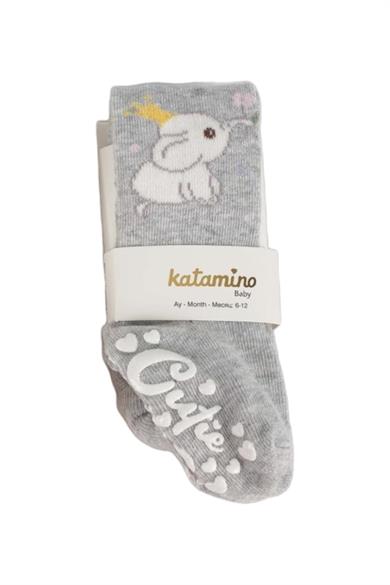 Katamino Kız Bebek Kaydırmaz Taban Külotlu Çorap K38034 Gri