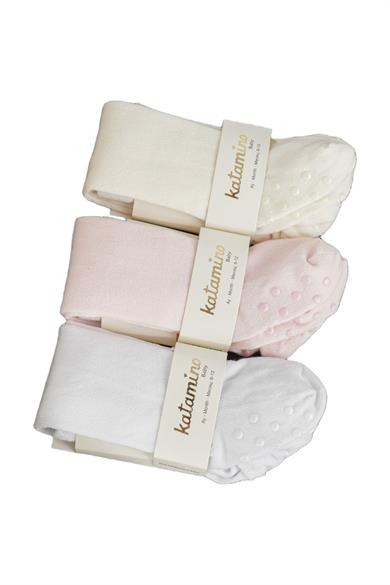 Katamino Kız Bebek Kaydırmaz Taban Külotlu Çorap K38037 Pembe
