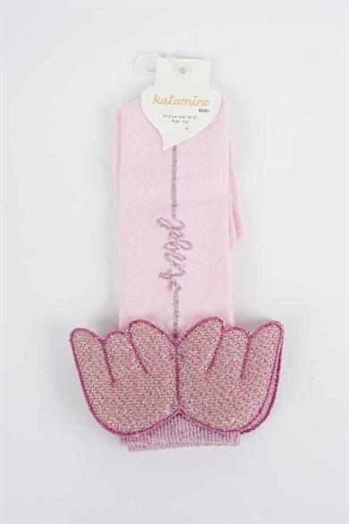 Katamino Kız Bebek Melek Kanatlı Diz Altı Çorap K12033 Pembe