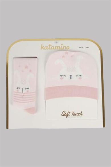 Katamino Kız Bebek Şapkalı Külotlu Çorap Takım K51002 Pembe