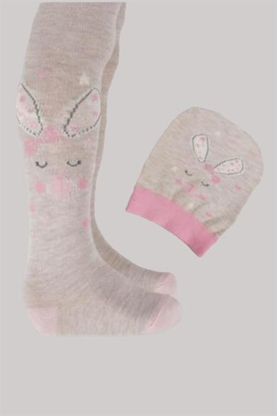 Katamino Kız Bebek Şapkalı Külotlu Çorap Takım K51002 Vizon