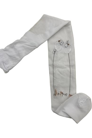 Katamino Kız Bebek Sayıla Baskılı İnce Külotlu Çorap K60189 Beyaz