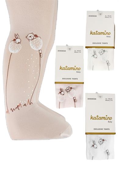 Katamino Kız Bebek Sayıla Baskılı İnce Külotlu Çorap K60189 Beyaz