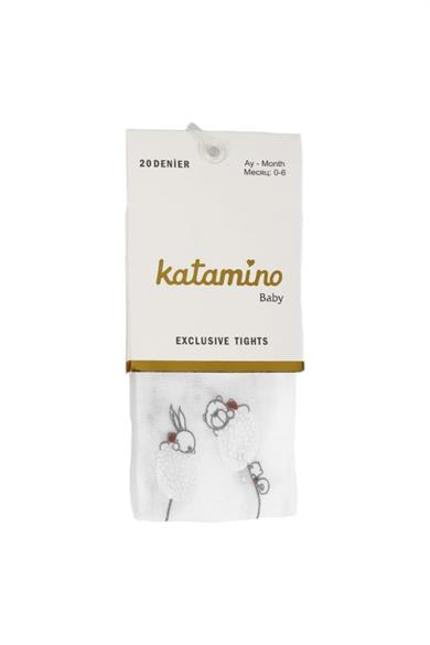 Katamino Kız Bebek Sayıla Baskılı İnce Külotlu Çorap K60189 Beyaz