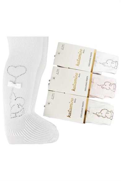 Katamino Kız Bebek Taşlı Fil Desenli Külotlu Çorap K62249 Pembe