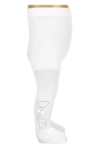 Katamino Kız Bebek Taşlı Fil Desenli Külotlu Çorap K62249 Beyaz