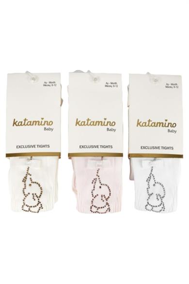 Katamino Kız Bebek Taşlı Fil Desenli Külotlu Çorap K62249 Beyaz
