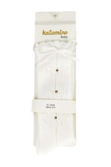 Katamino Kız Bebek Taşlı File Golf Çorap K14080 Krem