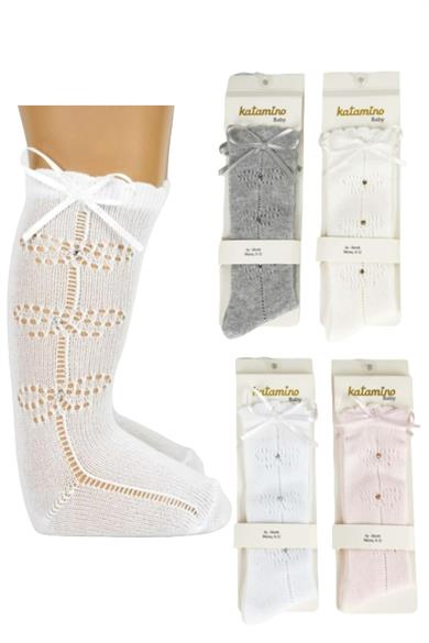 Katamino Kız Bebek Taşlı File Golf Çorap K14080 Gri