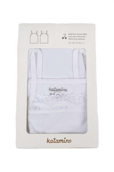 Katamino Kız Çocuk %100 Pamuk İkili Atlet Set 128070 Beyaz