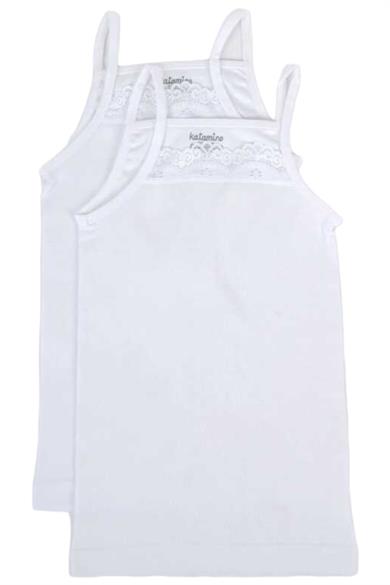 Katamino Kız Çocuk %100 Pamuk İkili Atlet Set 128070 Beyaz