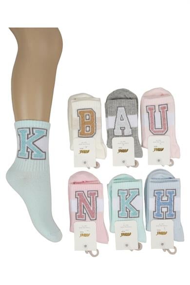 Katamino Kız Çocuk Alfabe Soket Çorap 200402 Mavi