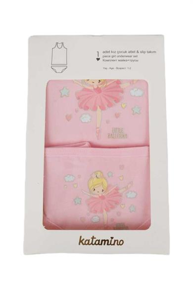 Katamino Kız Çocuk Geniş Askılı Atlet & Slip Takımı 128264 Pembe