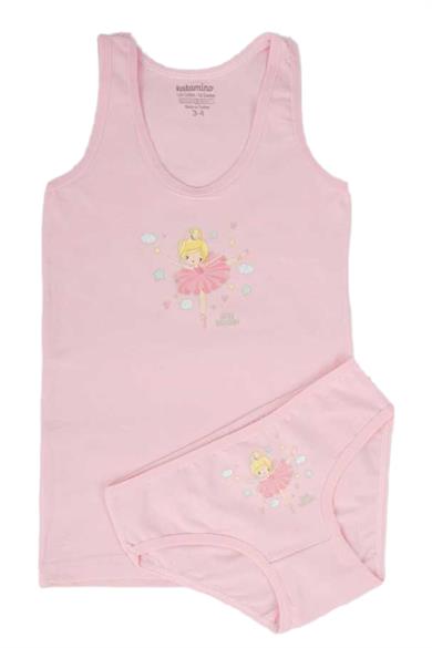 Katamino Kız Çocuk Geniş Askılı Atlet & Slip Takımı 128264 Pembe