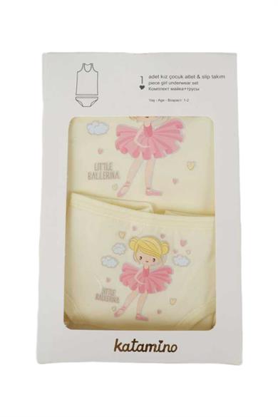 Katamino Kız Çocuk Geniş Askılı Atlet & Slip Takımı 128264 Sarı