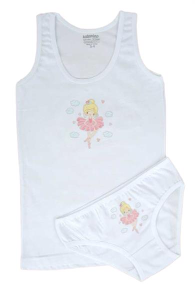 Katamino Kız Çocuk Geniş Askılı Atlet & Slip Takımı 128264 Beyaz