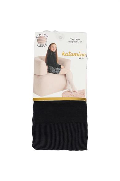 Katamino Kız Çocuk Hadrina Desenli İnce Külotlu Çorap K60185 Siyah