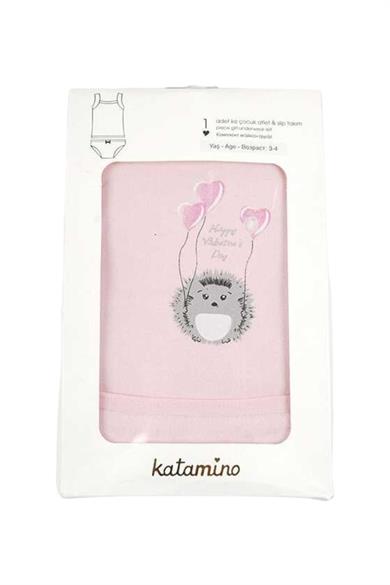 Katamino Kız Çocuk Kirpili Geniş Askılı Atlet Slip Takım K128089 Pembe