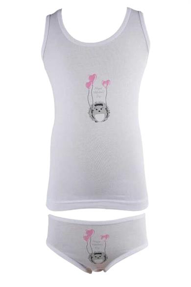 Katamino Kız Çocuk Kirpili Geniş Askılı Atlet Slip Takım K128089 Beyaz