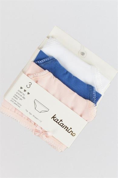 Katamino Kız Çocuk Pamuklu 3lü Slip Set K128375 Mavi