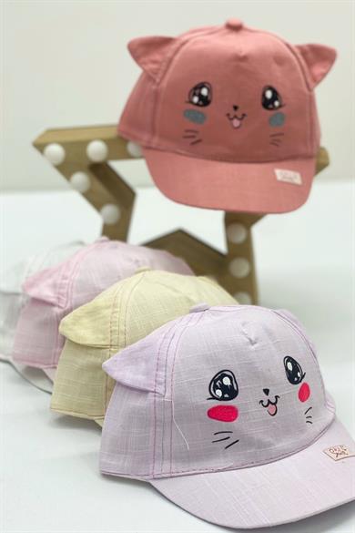 Kitti Kız Bebek Kedili Kasket Şapka Y800006 Pembe