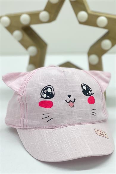 Kitti Kız Bebek Kedili Kasket Şapka Y800006 Pembe