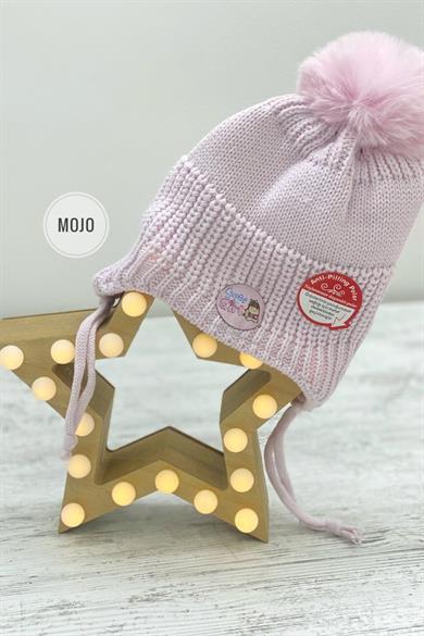 Kitti Kız Bebek Kulaklıklı İçi Polar Bere K22110-01 Pudra