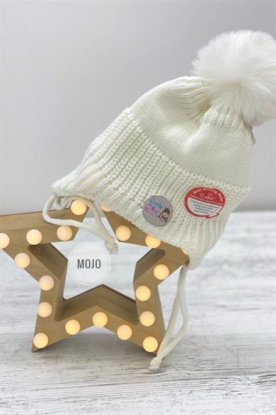 Kitti Kız Bebek Kulaklıklı İçi Polar Bere K22110-01 Krem