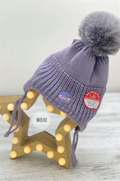 Kitti Kız Bebek Kulaklıklı İçi Polar Bere K22110-01 Lila