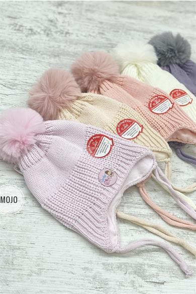 Kitti Kız Bebek Kulaklıklı İçi Polar Bere K22110-01 Pudra