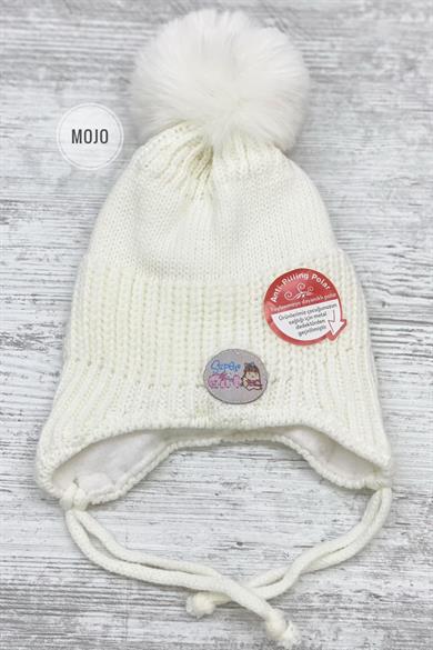 Kitti Kız Bebek Kulaklıklı İçi Polar Bere K22110-01 Krem