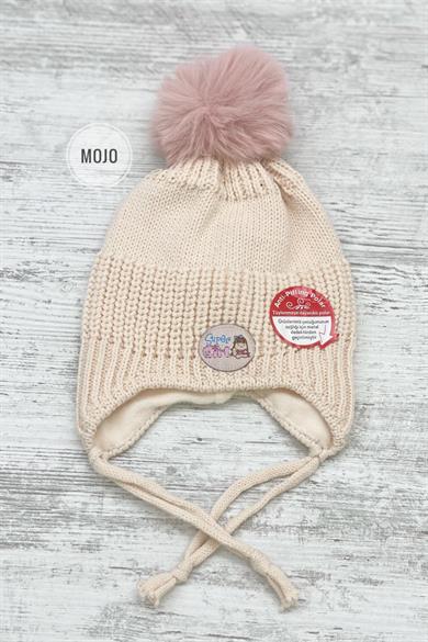 Kitti Kız Bebek Kulaklıklı İçi Polar Bere K22110-01 Somon