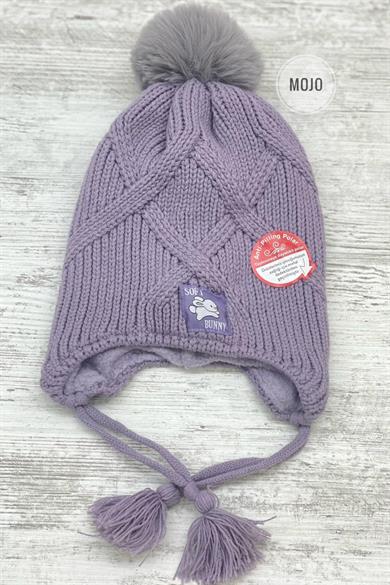 Kitti Kız Çocuk 4-8 Yaş Anti-Pilling Polar Astarlı Kulaklıklı Bere Lila