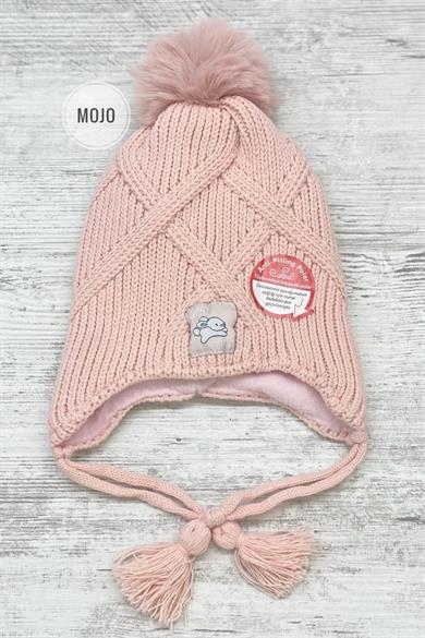 Kitti Kız Çocuk 4-8 Yaş Anti-Pilling Polar Astarlı Kulaklıklı Bere Pudra