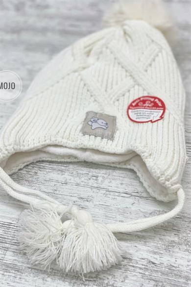 Kitti Kız Çocuk 4-8 Yaş Anti-Pilling Polar Astarlı Kulaklıklı Bere Krem