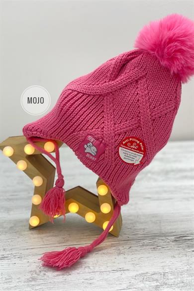 Kitti Kız Çocuk 4-8 Yaş Anti-Pilling Polar Astarlı Kulaklıklı Bere Fuşya