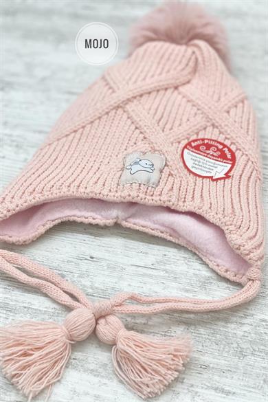 Kitti Kız Çocuk 4-8 Yaş Anti-Pilling Polar Astarlı Kulaklıklı Bere Pudra
