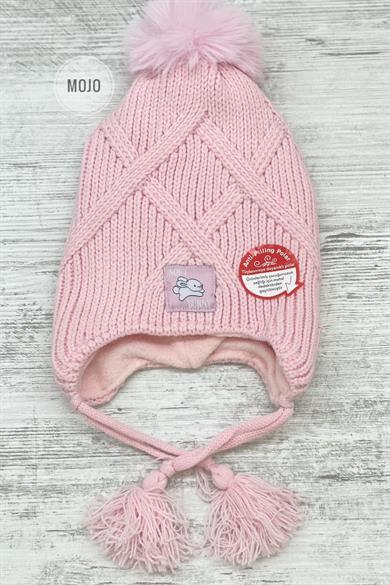 Kitti Kız Çocuk 4-8 Yaş Anti-Pilling Polar Astarlı Kulaklıklı Bere Pembe