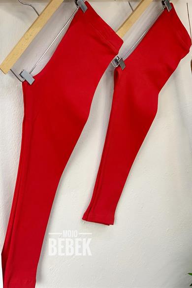 Lovetti Kız Çocuk 5-8 Yaş Şardonlu Tayt Kırmızı