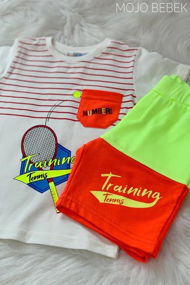 Mackays Erkek Çocuk Neon Desenli Şortlu Takım 3050023 Ekru