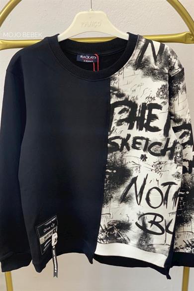 Mackays Erkek Çocuk Yazılı Sweatshirt 3151018 Siyah