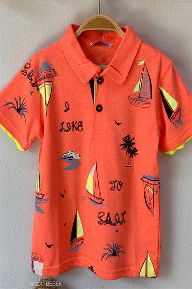 Mackays Erkek Çocuk Yelkenli Polo Yaka Neon T-shirt T833 Turuncu