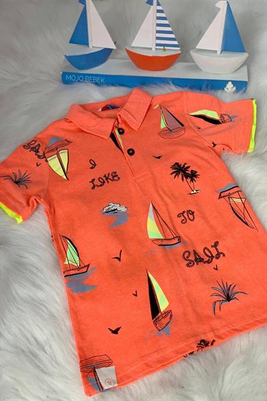 Mackays Erkek Çocuk Yelkenli Polo Yaka Neon T-shirt T833 Turuncu
