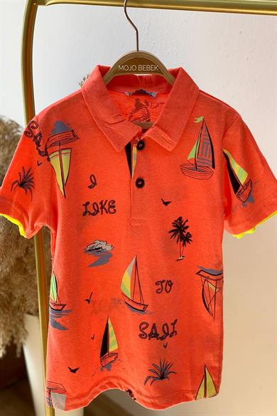 Mackays Erkek Çocuk Yelkenli Polo Yaka Neon T-shirt T833 Turuncu