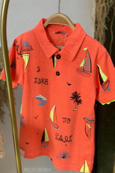 Mackays Erkek Çocuk Yelkenli Polo Yaka Neon T-shirt T833 Turuncu