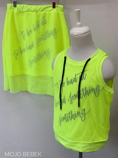Marions Kız Çocuk Neon Fileli Etekli Takım 00112 Sarı
