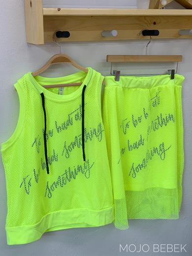 Marions Kız Çocuk Neon Fileli Etekli Takım 00112 Sarı